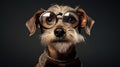 old dog wearing glasses