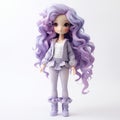 Nora: A Monochromatic Vinyl Toy With Long Purple Hair