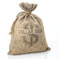 Old dollar sign money bag isolated on white background Royalty Free Stock Photo