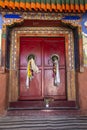 Old door of a buddhist monastery in Ladakh, India Royalty Free Stock Photo