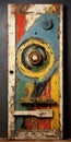 Bold And Colorful Ndebele Art Inspired Wooden Door With Kinetic Sculptor Style Window