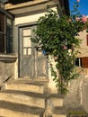 an old door in an old house with a porch. Balchik. Bulgaria Royalty Free Stock Photo