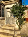 an old door in an old house with a porch. Balchik. Bulgaria Royalty Free Stock Photo