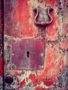 Old door keyhole and handle Royalty Free Stock Photo