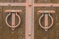 The Old door knocker. wood Royalty Free Stock Photo