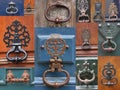 The old door knockers on the doors of homes in Paris Royalty Free Stock Photo