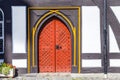 Old door at medieval houses in Schotten