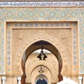 old door in morocco africa ancien and wall ornate blue Royalty Free Stock Photo