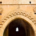 old door in morocco africa ancien and wall ornate yellow Royalty Free Stock Photo