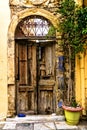 Old door in Rethymno town,Crete island,Greece. Royalty Free Stock Photo