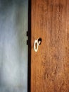 a old door and old key and key hole. Royalty Free Stock Photo