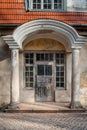 Old door of old Manor House in spring. Royalty Free Stock Photo