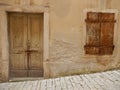 OLD DOOR, OLD WINDOW, OLD FACADE, PULA, CROATIA Royalty Free Stock Photo