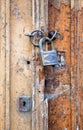 Old door with padlock Royalty Free Stock Photo