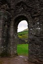 Old Door at the Ruins of Llanthony priory, Abergavenny, Monmouthshire, Wales, Uk Royalty Free Stock Photo