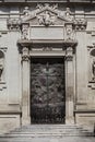 Old door in the square of the famous basilica Church of the Holy Cross. Italy Royalty Free Stock Photo