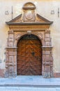 The old door in Stockholm old town gamla stan. Architecture detail