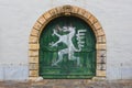 Old door of the Styrian Armoury Landeszeughaus, in the city center of of Graz, Austria, the