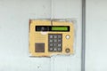 old doorbell button panel and intercom. Royalty Free Stock Photo
