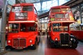 Old double deckers at London transport museum