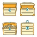 Old dower chest icon set vector color