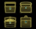 Old dower chest icon set vector neon