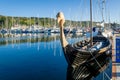 Old drakkar - historic viking`s boat at Tarbert marina