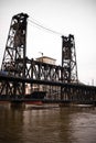 Old drawbridge over river Willamette in Portland Down Town Royalty Free Stock Photo