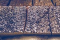 Old drift wood log texture. Natural texture of old hard wood. Close up selective focus Royalty Free Stock Photo