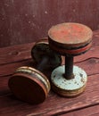 Old dumbbells Royalty Free Stock Photo