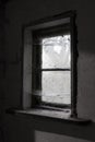 Old dusty barn window