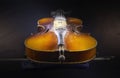 Old dusty violin with fiddlestick