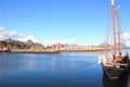 old dutch sailor mooring in Kabelvoag in Lofoten Royalty Free Stock Photo