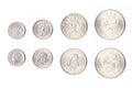 Old Dutch silver coins isolated on white