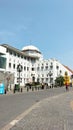 Old Dutch-style building in Semarang, Central Java, Indonesia. In the heat of the sun with a blue sky background