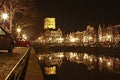 Old dutch village harbor at night