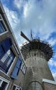 old dutch windmill with farming house in amsterdam Royalty Free Stock Photo