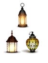 Old east lamp vector illustration pack set