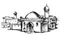 Old eastern city. Vector drawing Royalty Free Stock Photo