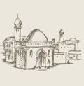 Old eastern city. Vector drawing Royalty Free Stock Photo