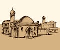 Old eastern city. Vector drawing Royalty Free Stock Photo