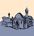 Old eastern city. Vector drawing Royalty Free Stock Photo