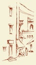 Old eastern city. Vector drawing