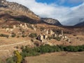 Old Egical towers complex, one of the largest medieval castle-type tower villages, located on the extremity of the mountain range Royalty Free Stock Photo