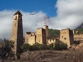 Old Egical towers complex, one of the largest medieval castle-type tower villages, located on the extremity of the mountain range Royalty Free Stock Photo