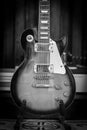 Old Electric Guitar in Black and White Royalty Free Stock Photo