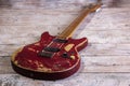 Old electric guitar red Royalty Free Stock Photo