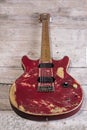 Old electric guitar red Royalty Free Stock Photo