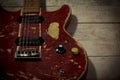 Old electric guitar red Royalty Free Stock Photo