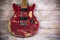 Old electric guitar red Royalty Free Stock Photo